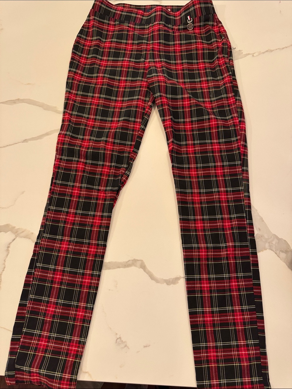 Tommy Hilfiger Red and Black Plaid Stretch Pants